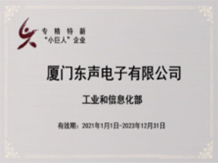 2020年獲工信部 專精特新“小巨人” 企業(yè)